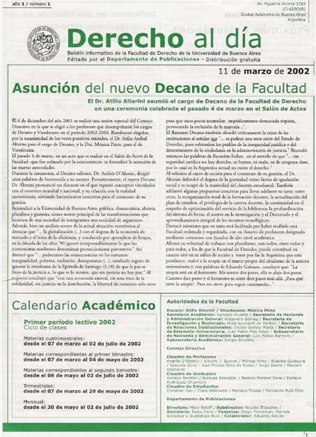 Tapa de Derecho al Día - Edición 1