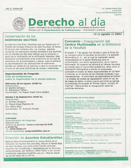 Tapa de Derecho al Día - Edición 13