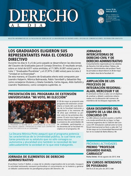 Tapa de Derecho al Día - Edición 213