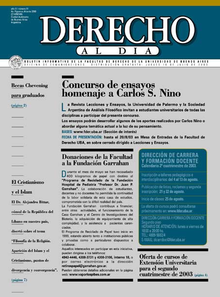 Tapa de Derecho al Día - Edición 31